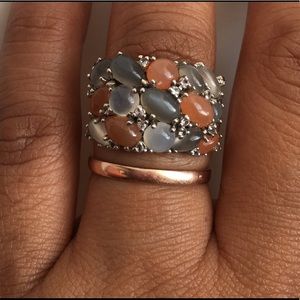 Lorenzo moonstone( grey & orange) Ring size 6.5